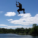 summer rope swing in water